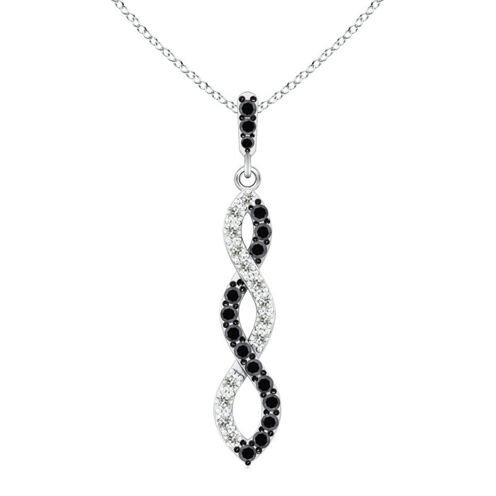 1.9mm A Black and White Diamond Infinity Twist Pendant in White Gold 