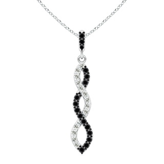 1.9mm AA Black and White Diamond Infinity Twist Pendant in 9K White Gold