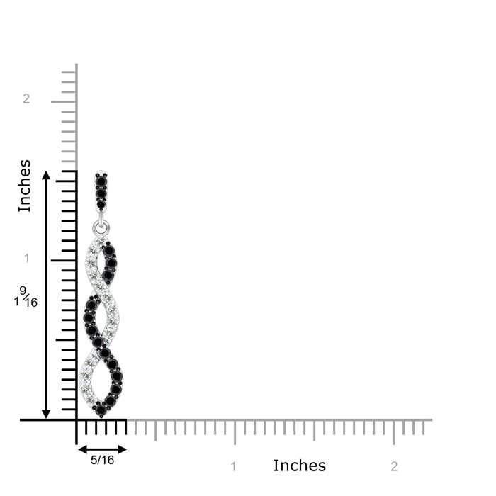 1.9mm AA Black and White Diamond Infinity Twist Pendant in White Gold - ruler