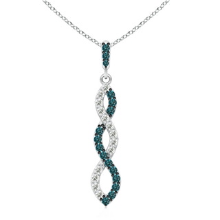 1.9mm AA Blue and White Diamond Infinity Twist Pendant in White Gold