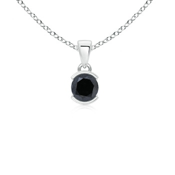 5.2mm A Semi Bezel-Set Round Black Diamond Solitaire Pendant in White Gold 