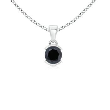 5.2mm AA Semi Bezel-Set Round Black Diamond Solitaire Pendant in White Gold 