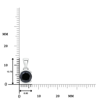 6.5mm A Semi Bezel-Set Round Black Diamond Solitaire Pendant in White Gold product image