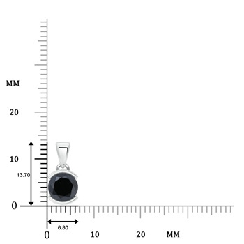 6.5mm AA Semi Bezel-Set Round Black Diamond Solitaire Pendant in White Gold product image