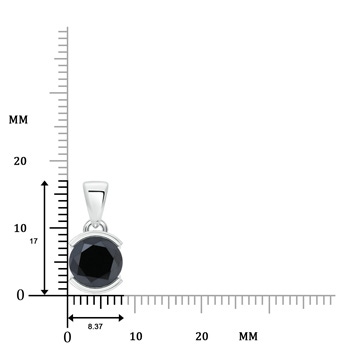8.2mm AA Semi Bezel-Set Round Black Diamond Solitaire Pendant in White Gold product image