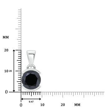 9.3mm AA Semi Bezel-Set Round Black Diamond Solitaire Pendant in White Gold Product Image