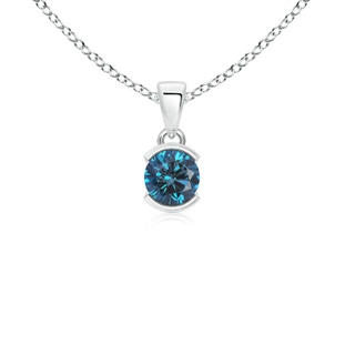 5.2mm AAA Semi Bezel-Set Round Enhanced Blue Diamond Solitaire Pendant in White Gold