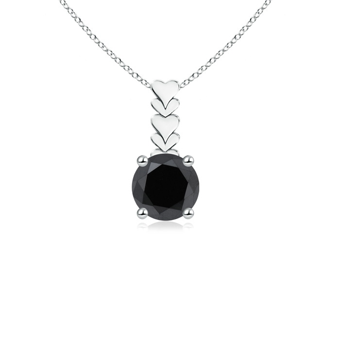 6.5mm AA Round Enhanced Black Diamond Pendant with Heart Motifs in White Gold