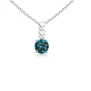 5.2mm AA Round Enhanced Blue Diamond Pendant with Heart Motifs in White Gold