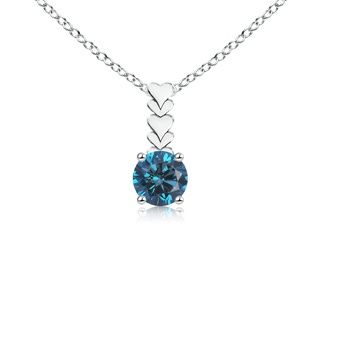 5.2mm AAA Round Enhanced Blue Diamond Pendant with Heart Motifs in White Gold