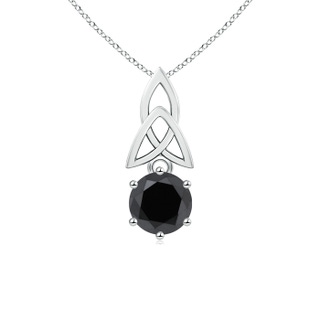 6.5mm AA Solitaire Round Enhanced Black Diamond Celtic Knot Pendant in White Gold