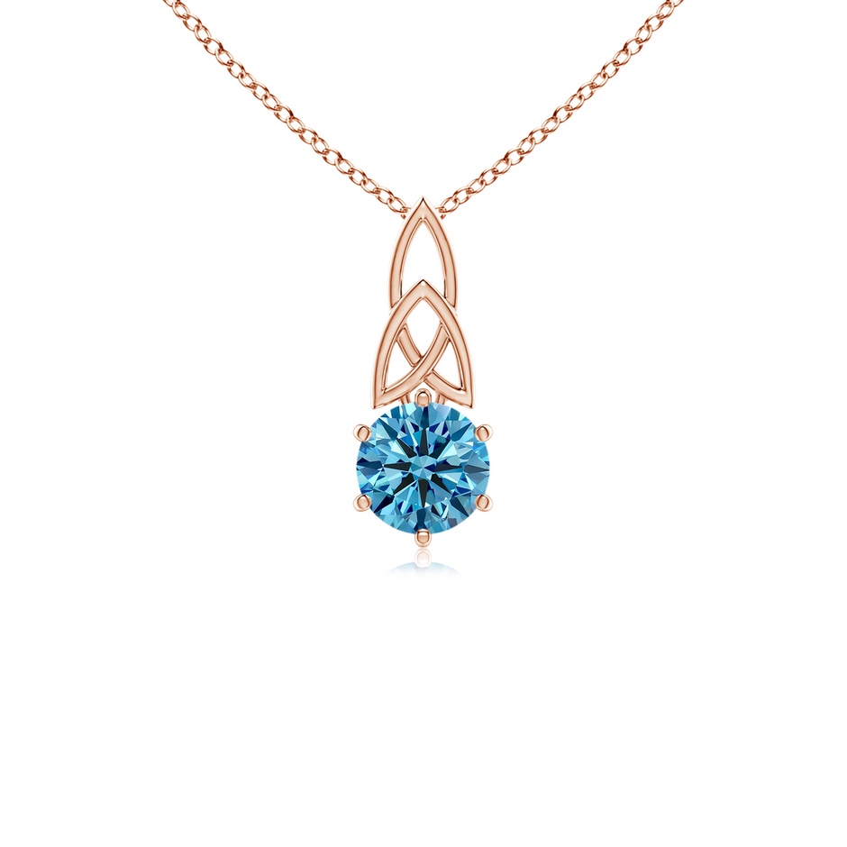 5.1mm AAAA Solitaire Round Fancy Intense Blue Diamond Celtic Knot Pendant in Rose Gold 