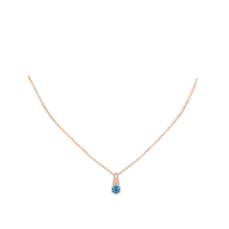 5.1mm AAAA Solitaire Round Fancy Intense Blue Diamond Celtic Knot Pendant in Rose Gold pen