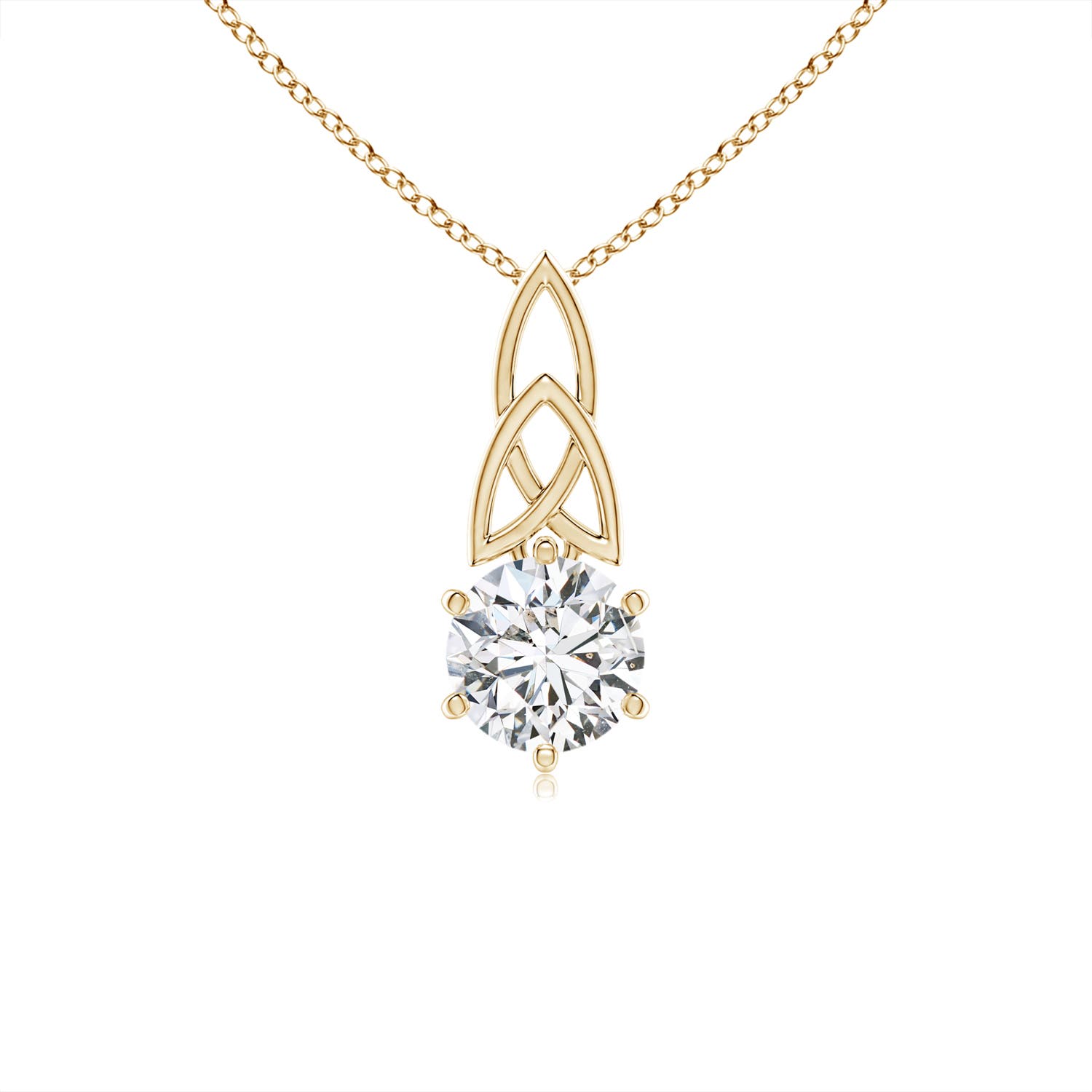Irish Necklace | Diamond Sterling Silver and 10k Yellow Gold Celtic Trinity  Knot Pendant at IrishShop.com | IJSV45347
