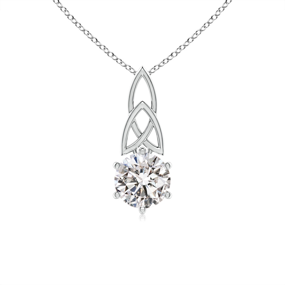 6.5mm IJI1I2 Solitaire Round Diamond Celtic Knot Pendant in White Gold 