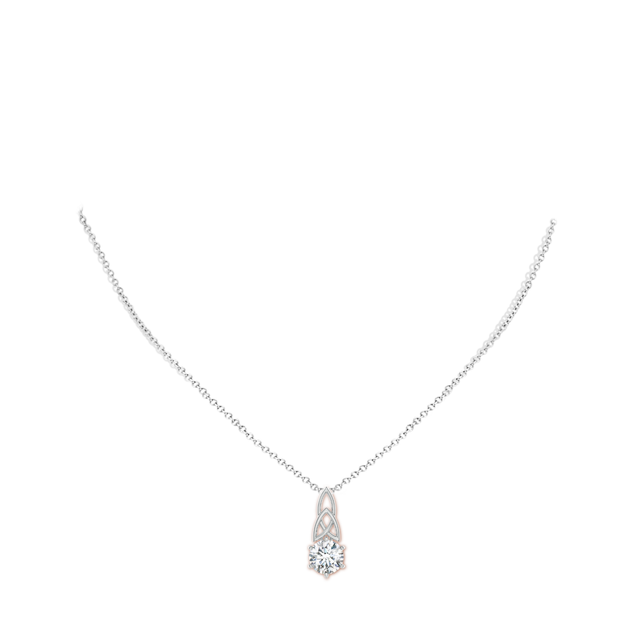 8mm GVS2 Solitaire Round Diamond Celtic Knot Pendant in P950 Platinum body-neck