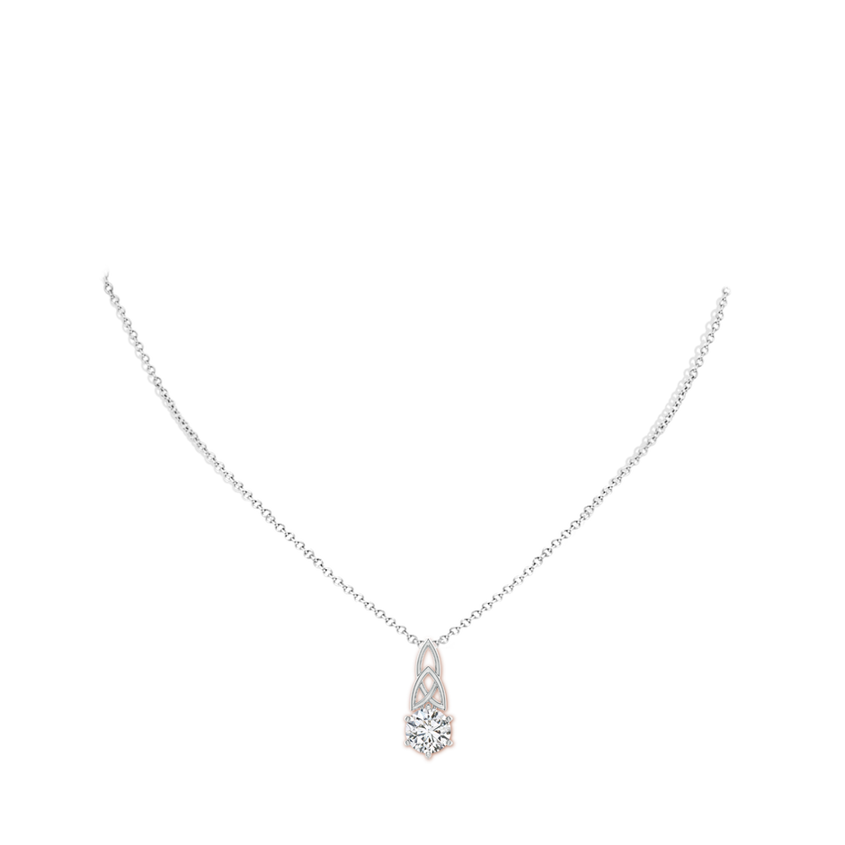 8mm HSI2 Solitaire Round Diamond Celtic Knot Pendant in White Gold body-neck