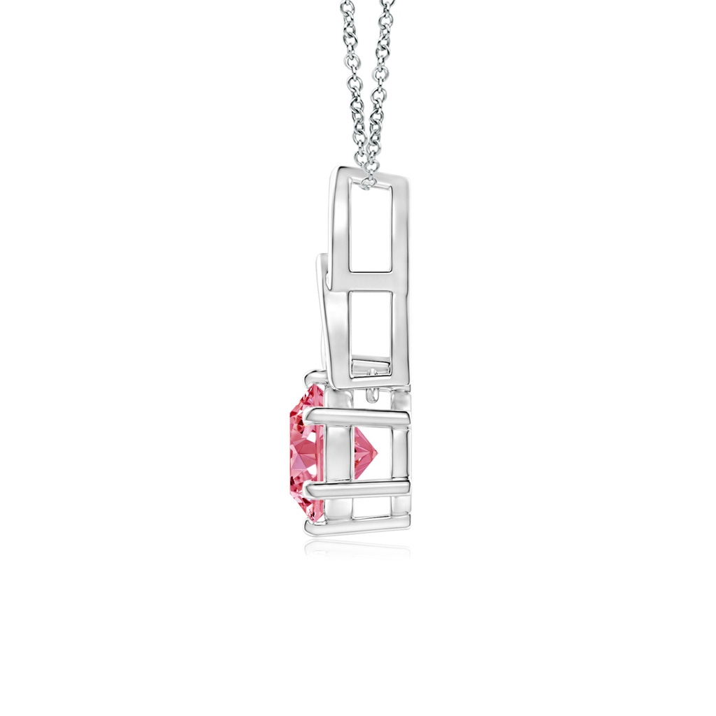 6.5mm AAAA Solitaire Round Fancy Intense Pink Diamond Celtic Knot Pendant in White Gold - side 199