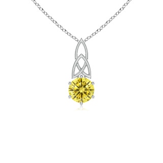 5.1mm AAAA Solitaire Round Fancy Intense Yellow Diamond Celtic Knot Pendant in P950 Platinum