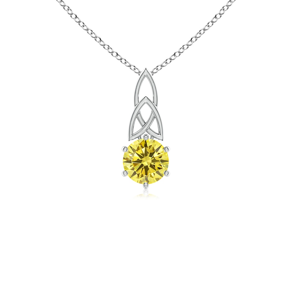 5.1mm AAAA Solitaire Round Fancy Intense Yellow Diamond Celtic Knot Pendant in P950 Platinum 