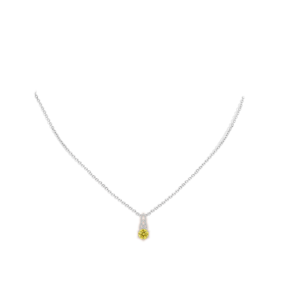 5.1mm AAAA Solitaire Round Fancy Intense Yellow Diamond Celtic Knot Pendant in P950 Platinum pen