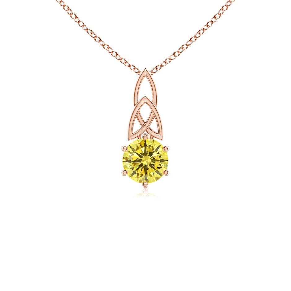 5.1mm AAAA Solitaire Round Fancy Intense Yellow Diamond Celtic Knot Pendant in Rose Gold 
