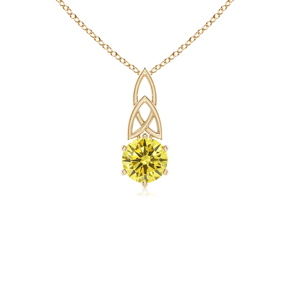 5.1mm AAAA Solitaire Round Fancy Intense Yellow Diamond Celtic Knot Pendant in Yellow Gold 