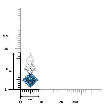 5.5mm AAA Princess-Cut Blue Diamond Celtic Knot Pendant in White Gold - ruler