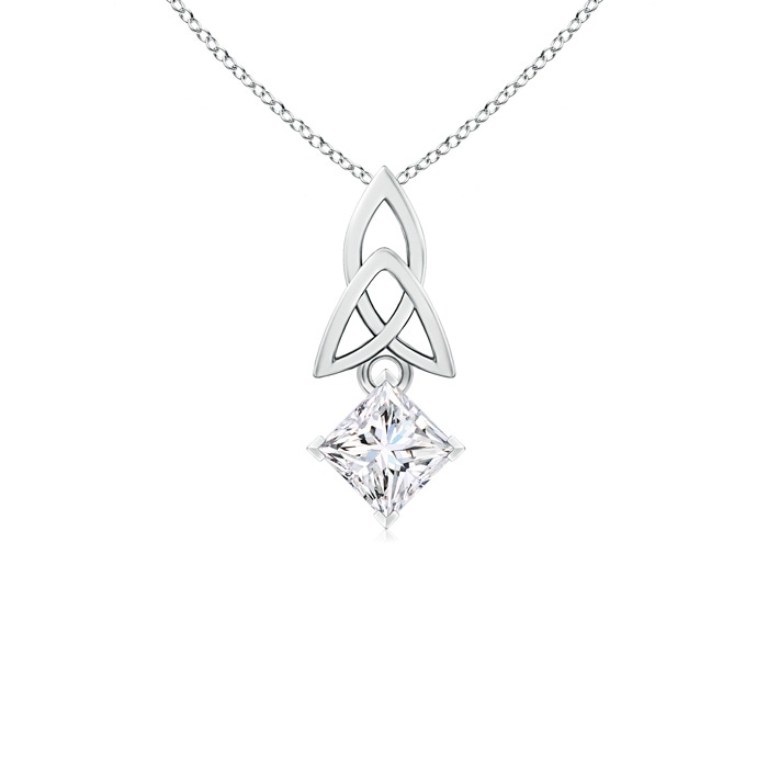 4.4mm GVS2 Princess-Cut Diamond Celtic Knot Pendant in White Gold 