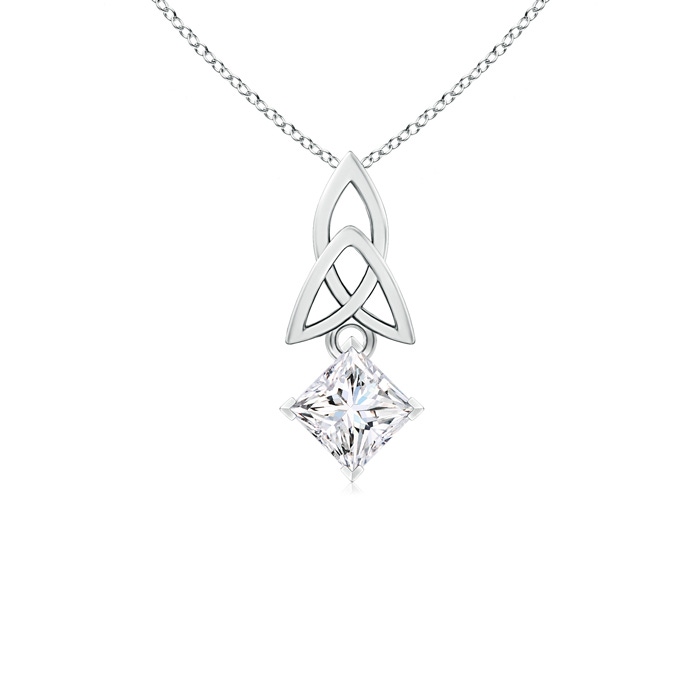 4.4mm GVS2 Princess-Cut Diamond Celtic Knot Pendant in White Gold
