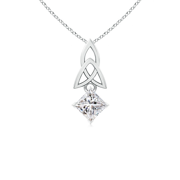 4.4mm IJI1I2 Princess-Cut Diamond Celtic Knot Pendant in White Gold 