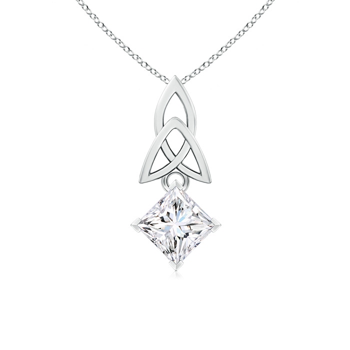 5.5mm GVS2 Princess-Cut Diamond Celtic Knot Pendant in White Gold 