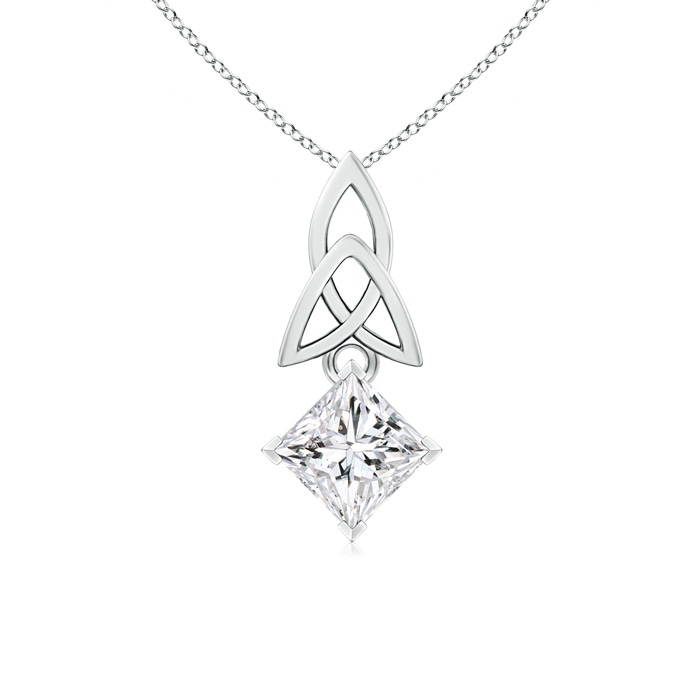 5.5mm HSI2 Princess-Cut Diamond Celtic Knot Pendant in White Gold 