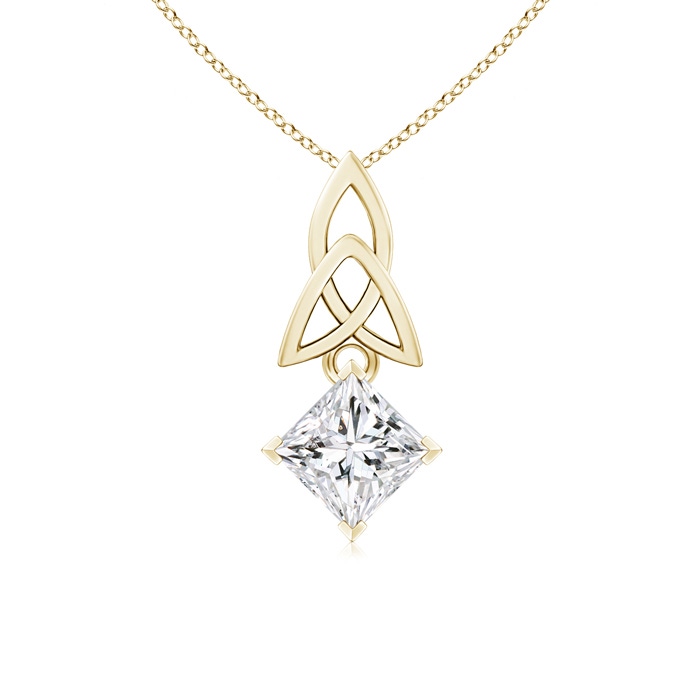 5.5mm HSI2 Princess-Cut Diamond Celtic Knot Pendant in Yellow Gold 