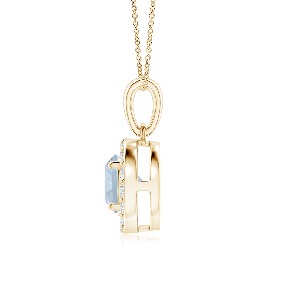 6mm A Round Aquamarine and Diamond Halo Pendant in Yellow Gold side-1