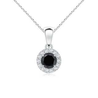 4.5mm AA Round Black and White Diamond Halo Pendant in P950 Platinum