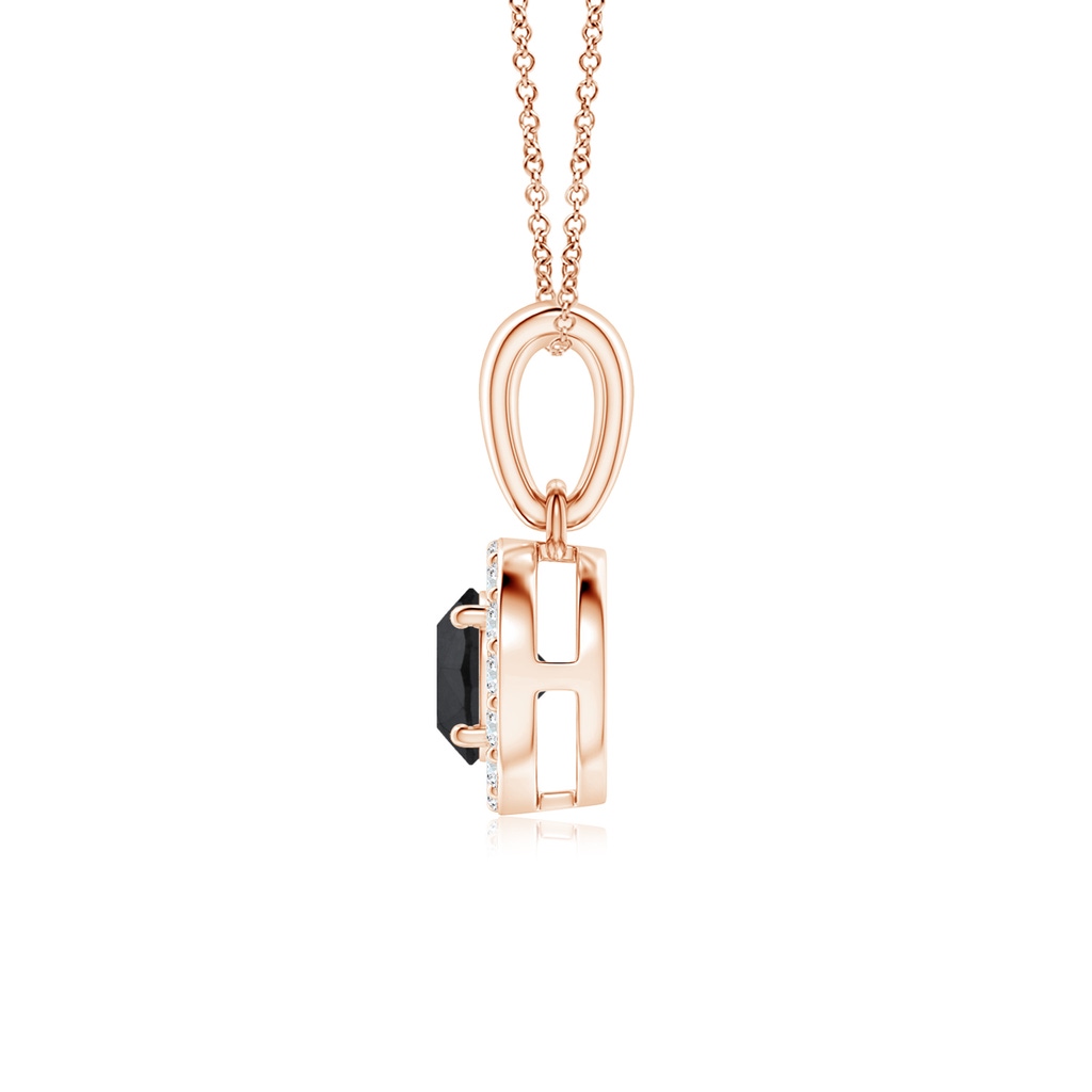 4.5mm AA Round Black and White Diamond Halo Pendant in Rose Gold - side_1