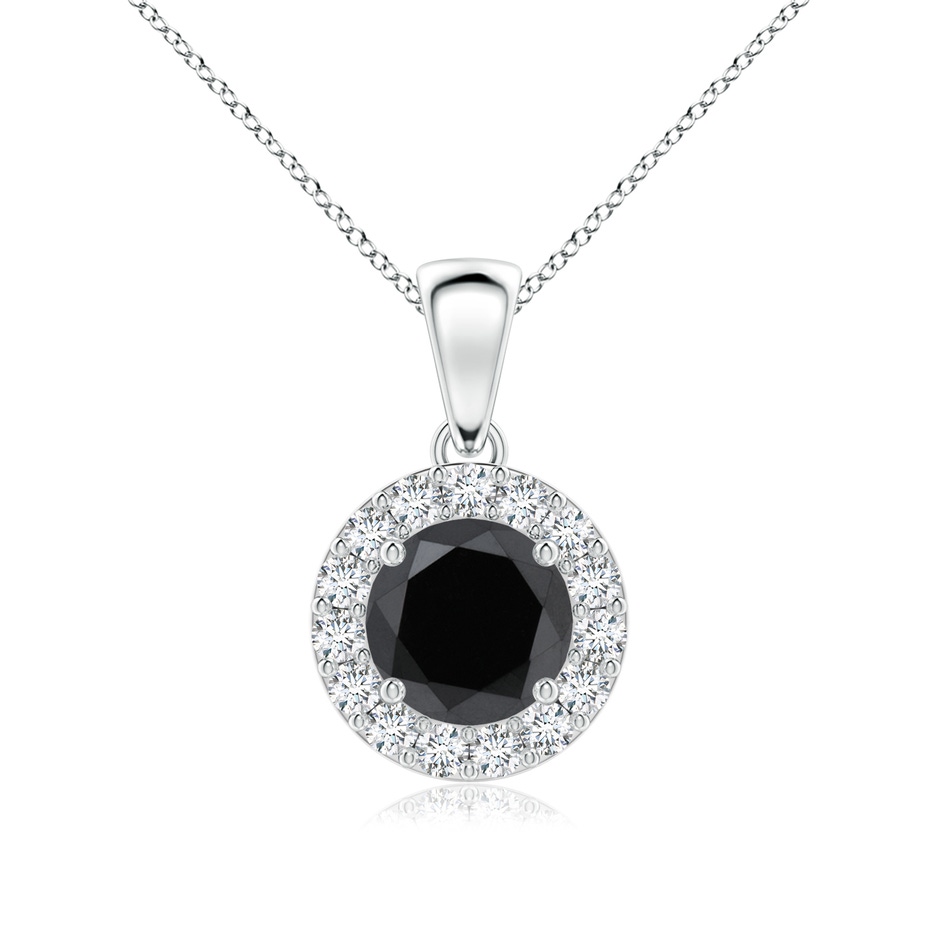 6mm AA Round Black and White Diamond Halo Pendant in P950 Platinum 