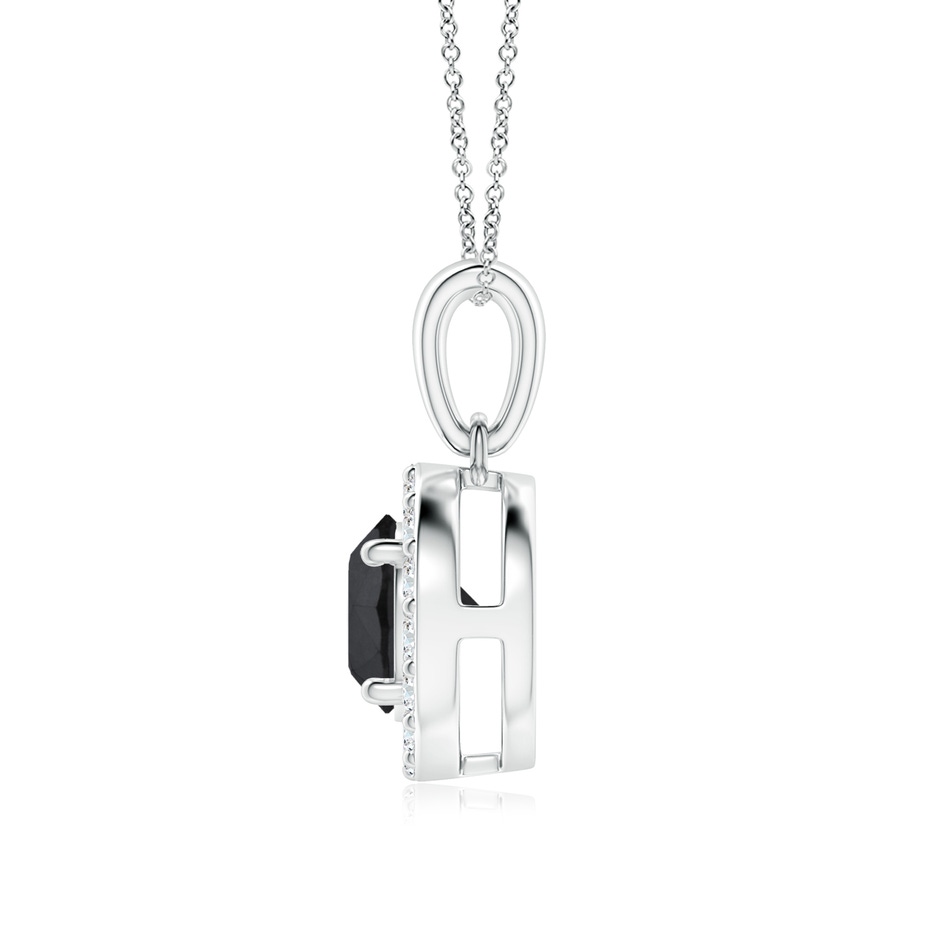6mm AA Round Black and White Diamond Halo Pendant in P950 Platinum side-1