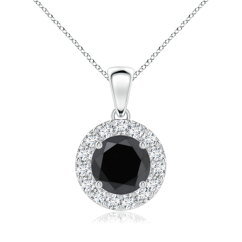 7.5mm AA Round Black and White Diamond Halo Pendant in P950 Platinum 