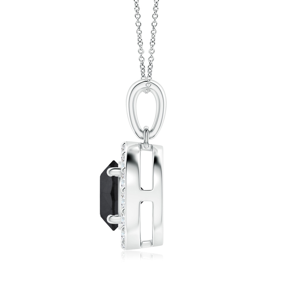 7.5mm AA Round Black and White Diamond Halo Pendant in P950 Platinum side-1