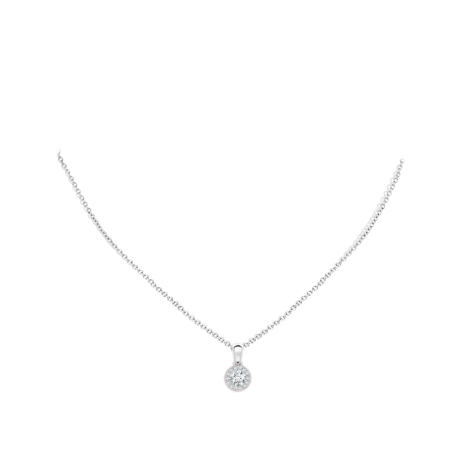 4.5mm GVS2 Round Diamond Halo Pendant in White Gold body-neck