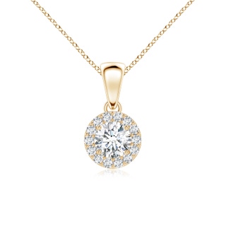 4.5mm GVS2 Round Diamond Halo Pendant in Yellow Gold