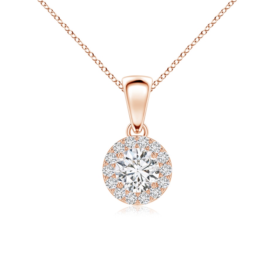 4.5mm HSI2 Round Diamond Halo Pendant in Rose Gold 