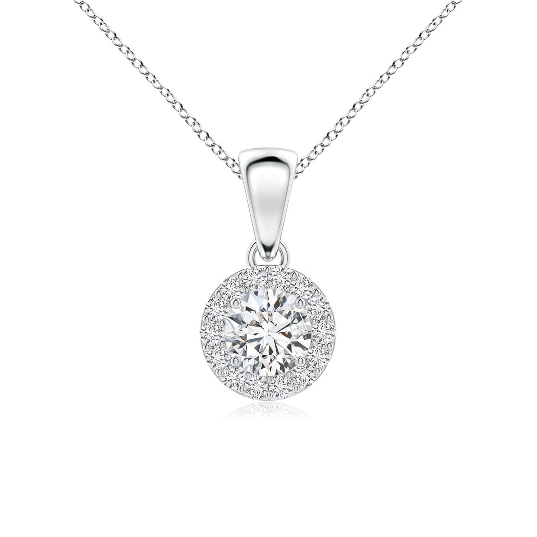 4.5mm HSI2 Round Diamond Halo Pendant in White Gold