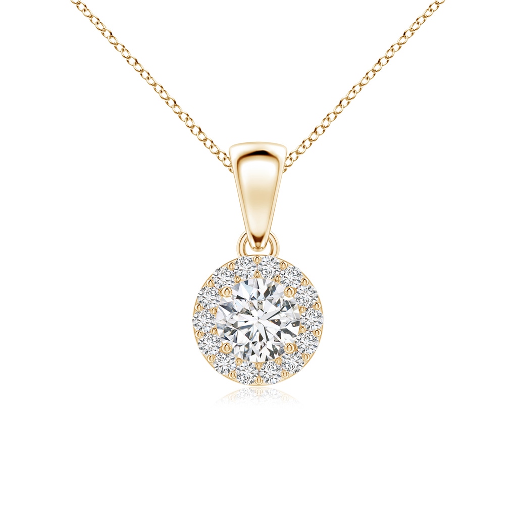 4.5mm HSI2 Round Diamond Halo Pendant in Yellow Gold