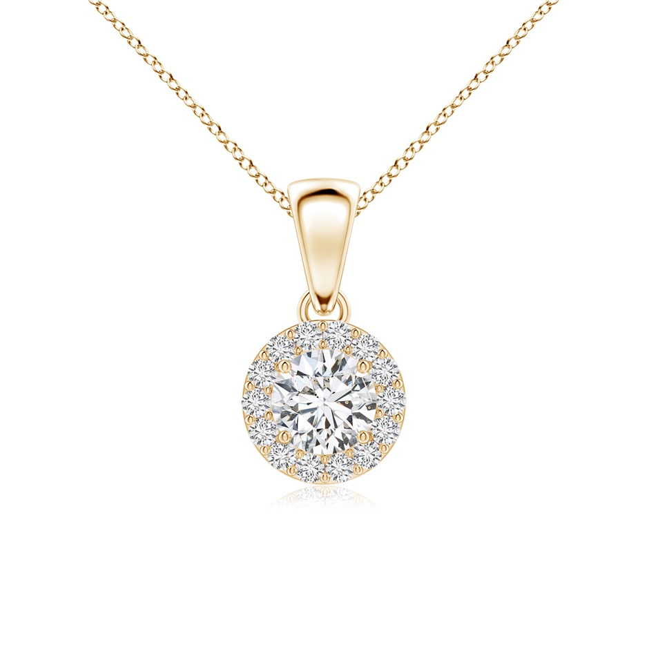 4.5mm HSI2 Round Diamond Halo Pendant in Yellow Gold 