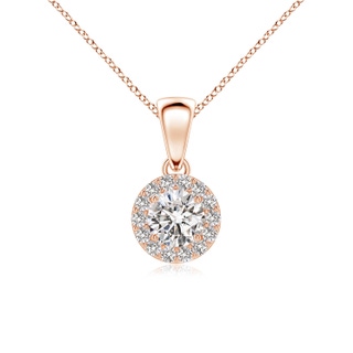 4.5mm IJI1I2 Round Diamond Halo Pendant in 9K Rose Gold