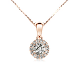 4.5mm KI3 Round Diamond Halo Pendant in 9K Rose Gold