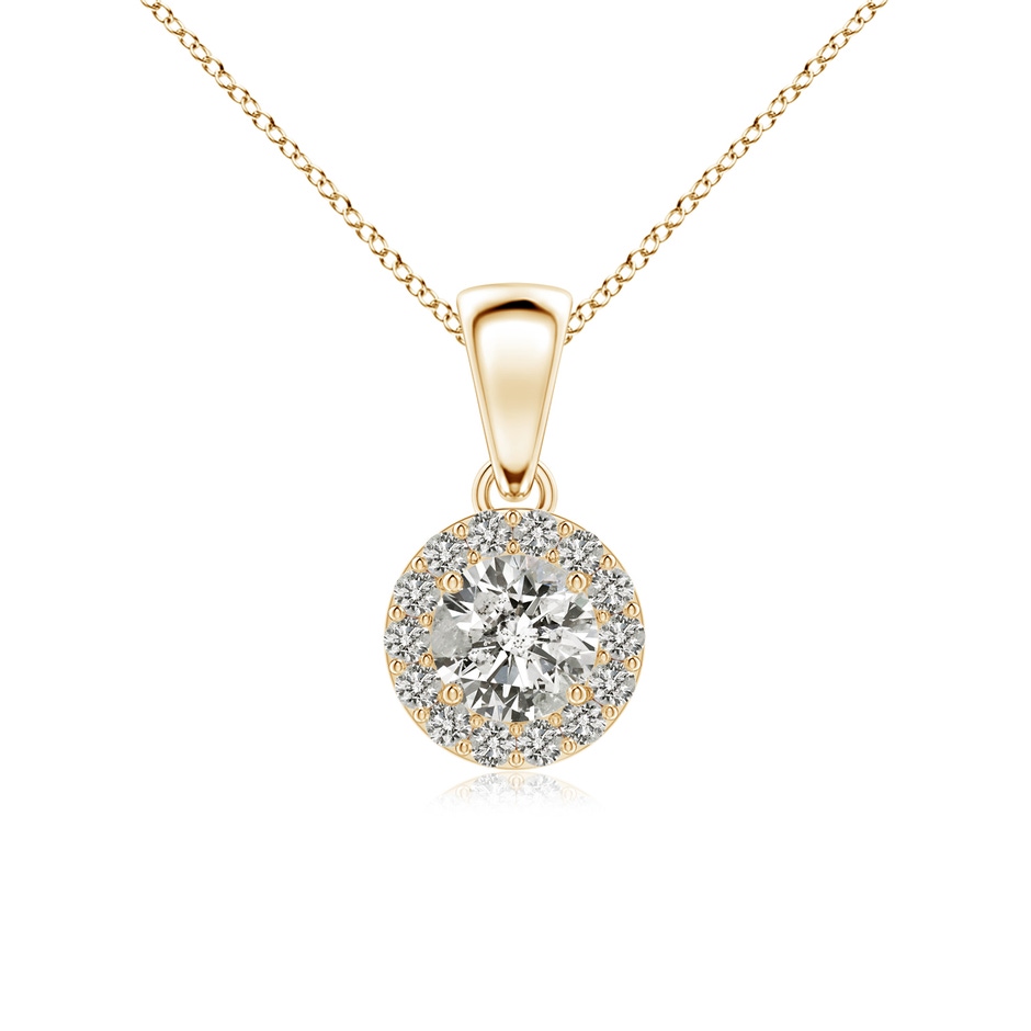 4.5mm KI3 Round Diamond Halo Pendant in Yellow Gold 